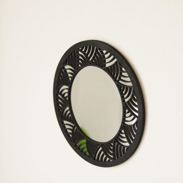 Miroir rond avec motifs noirs – Image 4